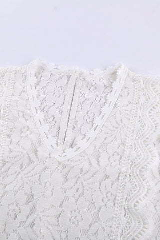 White V Neck Sleeveless Lace Top for Summer