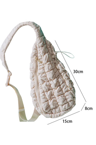 White Marshmallow Quilted Drawstring Decor Sling Bag