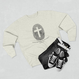 Unisex Premium Crewneck Sweatshirt Jesus Fingerprint