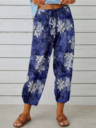 Printed Tied Cropped Pants