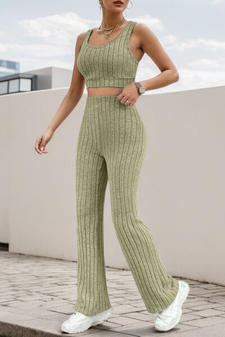 Wide Strap Tank and High Waist Pants Set