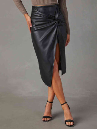 Twist Detail High Waist Skirt